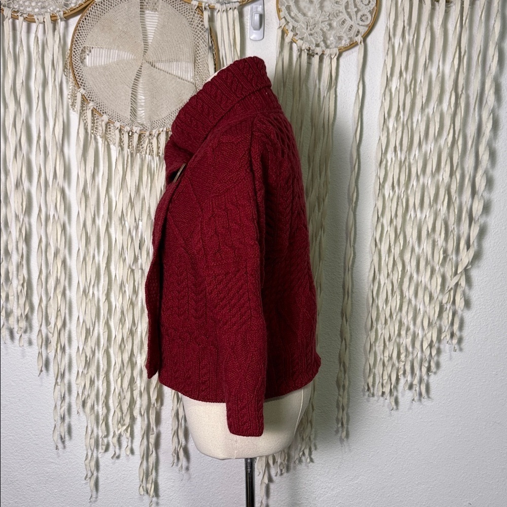 Blarney Country Heritage | Irish Woollen Mills Red Wool Wrap Sweater Size XS/S - Picture 4 of 11